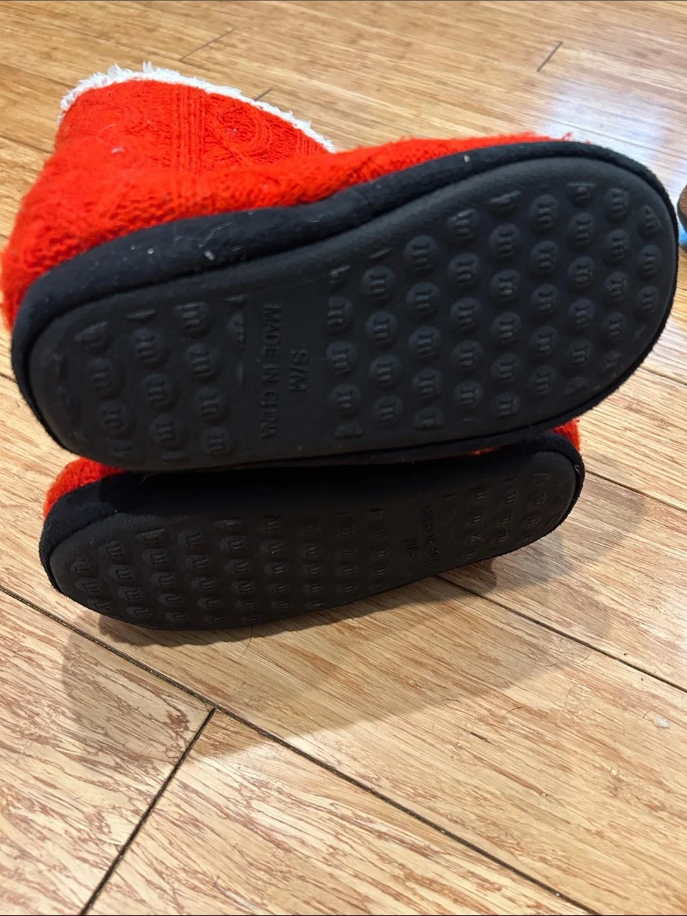 M&M'S Red Sherpa-Trim Cable Knit Boot Slippers
